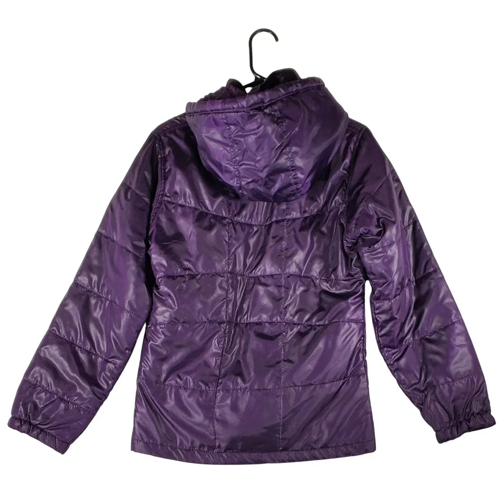 Misty Blue Kids Purple Puffer Jacket Hooded‎ Quilted Full Zip Coat Size Large